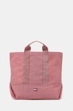 Tommy Jeans geantă de bumbac culoarea roz, AW0AW17542