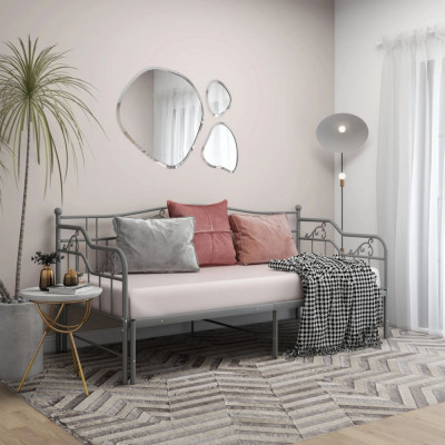 vidaXL Cadru pat canapea extensibilă, gri, 90x200 cm, metal foto