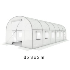 Sera tip tunel 6x3x2 m, 12 ferestre, usa cu fermoar, folie filtru UV4 , 6 sectiuni