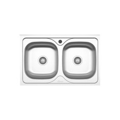 Chiuveta Bucatarie Dubla Sanobi, 80x50 cm, Inox Alimentar, Finisaj Mat, Chiuveta de Bucatarie Sanobi, Chiuveta Dubla Bucatarie, Chiuveta de Bucatarie foto