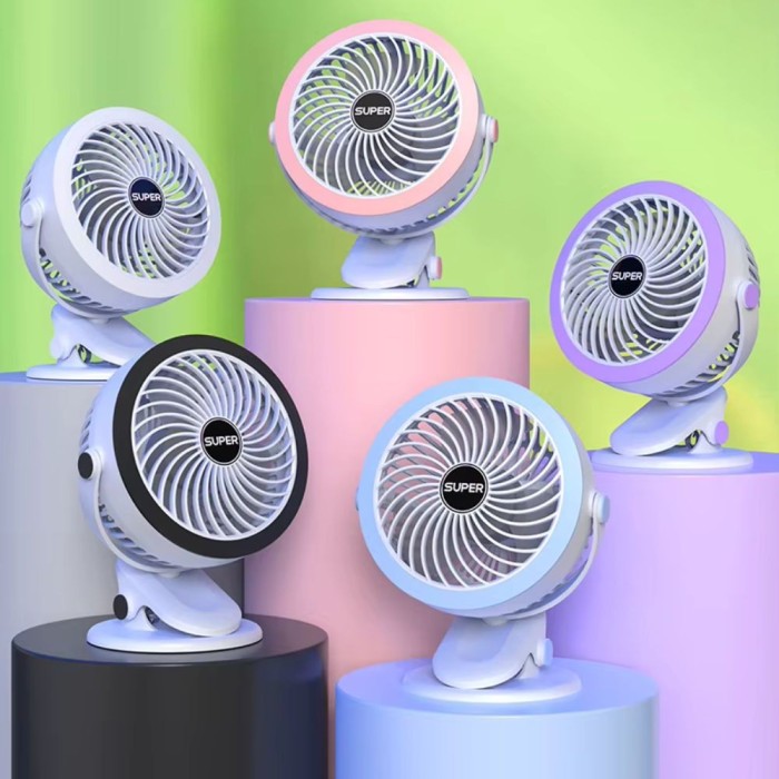 Ventilator de birou cu clips F200, USB, reglabil, 3W, 2000mAh