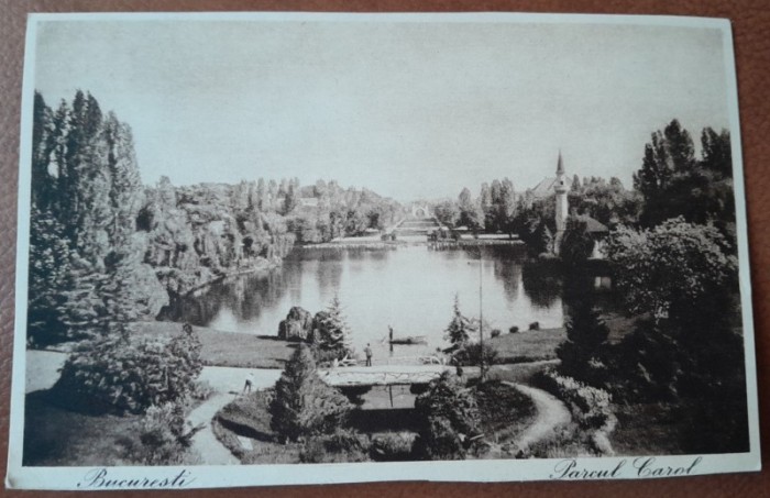 Carte postala, Bucuresti, Parcul Carol, perioada interbelica