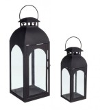 Cumpara ieftin Set 2 felinare metal negru Agueda 10x10x27 cm, 15x15x41 cm