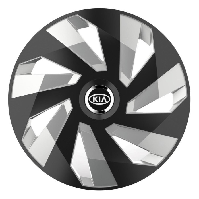 Set 4 Capace Roti, potrivite jantelor de R16, pentru Kia, model vector black and silver