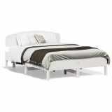 Gossi cadru de pat fara saltea, alb, 135x190 cm, lemn masiv de pin