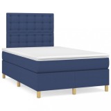 Cumpara ieftin Pat box spring cu saltea, albastru, 120x200 cm, textil