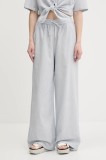 Tommy Jeans pantaloni din amestec de in femei, lat, high waist, DW0DW20352