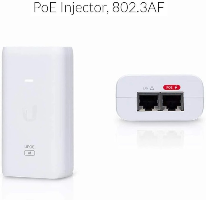 Ubiquiti POE External Injector, U-POE-AF, Output Voltage 48VDC @ 0.32A,