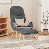 VidaXL Scaun de relaxare cu taburet, gri deschis, material textil