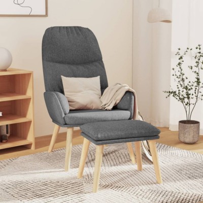 Scaun de relaxare cu taburet, gri deschis, material textil foto