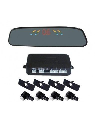 Senzori parcare cu display in oglinda S306 tip OEM de 16.5mm Alb