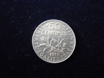 50 CENTIMES, CENTIME 1919 ARGINT ***** foto