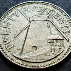 Moneda exotica 25 CENTS/ CENTI - Insulele BARBADOS, anul 1987 * Cod 5128 A