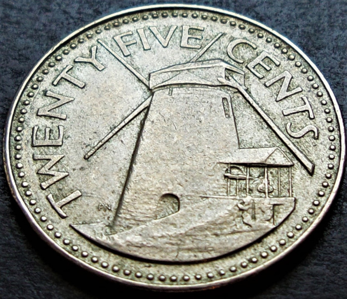 Moneda exotica 25 CENTS/ CENTI - Insulele BARBADOS, anul 1987 * Cod 5128 A