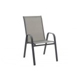 Scaun de gradina Calan, Pakoworld, 55x75x95 cm, textilena/metal, gri