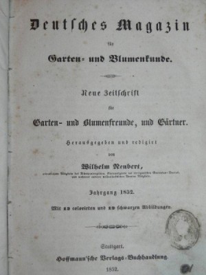 DEUTSCHES MAGAZIN FUR GARTEN UND BLUMENKUNDE- STUTTGARD 1852 foto