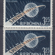 ROMANIA 1958 LP 460 AL III-LEA SATELIT ARTIFICIAL SPUTNIK III PERECHE MNH