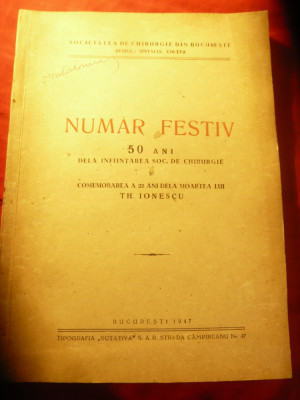 50 Ani de la Infiintarea Societatii de Chirurgie - nr. festiv 1947 al Soc. Chiru foto