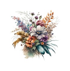 Sticker decorativ Buchet de Flori, Multicolor, 56 cm, 3580ST foto
