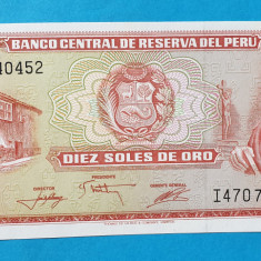 10 Soles de oro Bancnota veche Peru - stare foarte buna - UNC