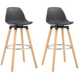 HOMCOM Set 2 Scaune de Bar Moderne din Piele Ecologică, Scaune &Icirc;nalte de Bucătărie, Negru | Aosom Romania
