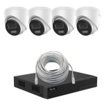 Kit supraveghere IP HiLook 6MP cu 4 camere PoE, audio bidirectional si NVR 4 canale