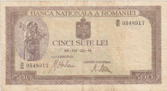 ROMANIA 500 LEI IULIE 1941 FILIGRAN BNR VERTICAL F foto