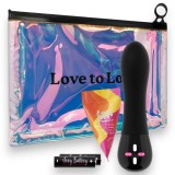 Set cadou LOVE TO LOVE My 1st Vibe, cu vibrator, 7 funcții de vibrație, ulei de masaj Love me Tender, geantă holografică
