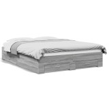 Cumpara ieftin Gossi cadru de pat cu sertare, gri sonoma, 160x200 cm lemn prelucrat