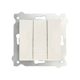 Intrerupator triplu alb 10A, 250V, dimensiuni 7.5x7.5 cm