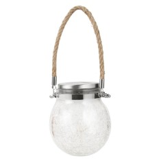 Lampa solara decorativa pentru exterior Flippy, IP65, 20 LED-uri, 600mAh, 14 x 12 cm, cu agatatoare, model borcan rotund, alb cald foto