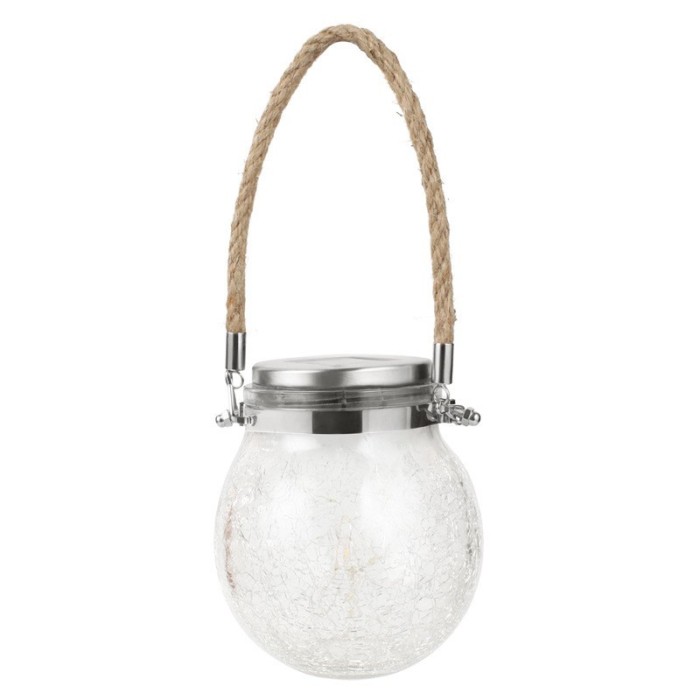 Lampa solara decorativa pentru exterior flippy, ip65, 20 led-uri, 600mah, 14 x 12 cm, cu agatatoare, model borcan rotund, multicolor