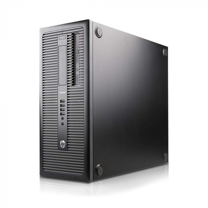 Unitate calculator Tower Second Hand HP Prodesk 600 G1 Tower, Procesor I3 4360, Memorie RAM 8 GB Nou, SSD 128 GB Nou, DVD-Rom