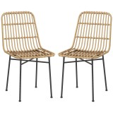 HOMCOM Set 2 Scaune pentru Bucătărie și Living Stil Boho, Scaune Moderne din PE Ratan și Oțel, 45x57x83 cm, Galben | Aosom Romania