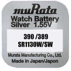 Baterie 389, 390, SR1130SW, Oxid Argint, 1.55V, Murata