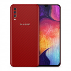 Skin Samsung Galaxy A70 (set 2 folii) CARBON ROSU foto