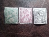 Serie mica Etiopia 1894 Menelik II si Emblema , 3 valori sarniera , val. maro fara guma
