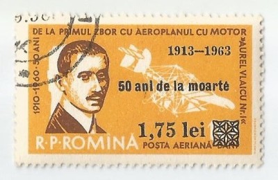 Romania, LP 567/1963, 50 de ani de la moartea lui A. Vlaicu, supr., eroare, obl. foto