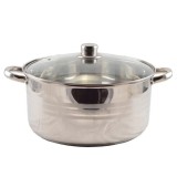 Oala din Otel Inoxidabil cu Capac de Sticla 9 Litri, 30 cm Handy KitchenServ