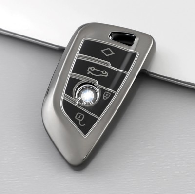 Husa Cheie Smartkey BMW 3/4 Butoane, Seria G, Tpu, Gri Inchis foto