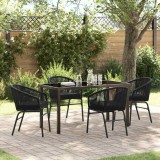 vidaXL Set de masă pentru grădină 5 pcs Negru Rattan poli
