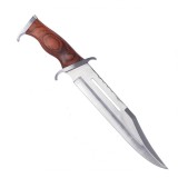 Cutit Vanatoare Rambo 3 IdeallStore&reg;, 42cm, Otel 440C, Teaca Piele Inclusa, Maro/Lemn