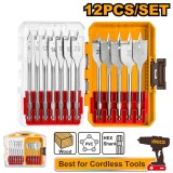 Set Burghie Plate Lemn 12buc 8-32mm Prindere Hex 1/4" Lungime 152mm AKDL1206 &ndash; burghie plate pentru gaurire rapida in lemn