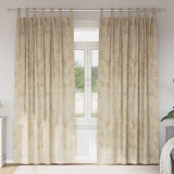 Draperii din catifea 2 pcs cu ochiuri crem 245x140 cm