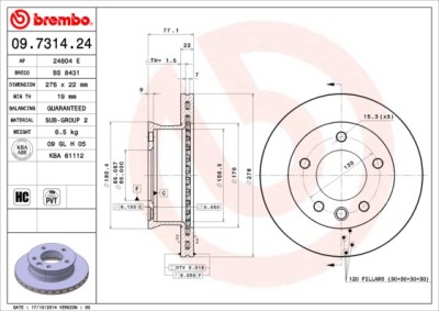 BREMBO 09.7314.24 PRIME LINE Disc frana foto