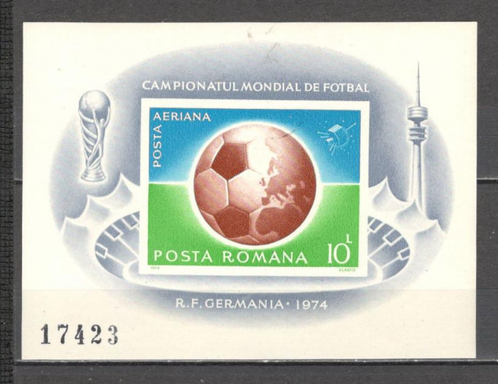 Romania.1974 C.M. de fotbal MUNCHEN-Bl. nedantelat DR.347