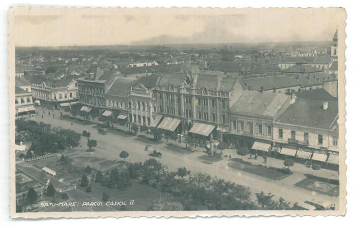97 - SATU-MARE, Carol Park, Panorama - old postcard, real Photo - used - 1927