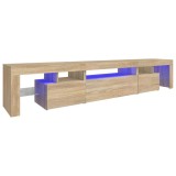 Cumpara ieftin Comoda TV cu lumini LED, stejar sonoma, 215x36,5x40cm