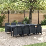 VidaXL Set Masă Grădină 9 pcs Antracit 250 x 100 x 73 cm Poliratan