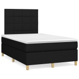 Gossi pat cu arcuri, saltea si led, negru, 120x190 cm, textil